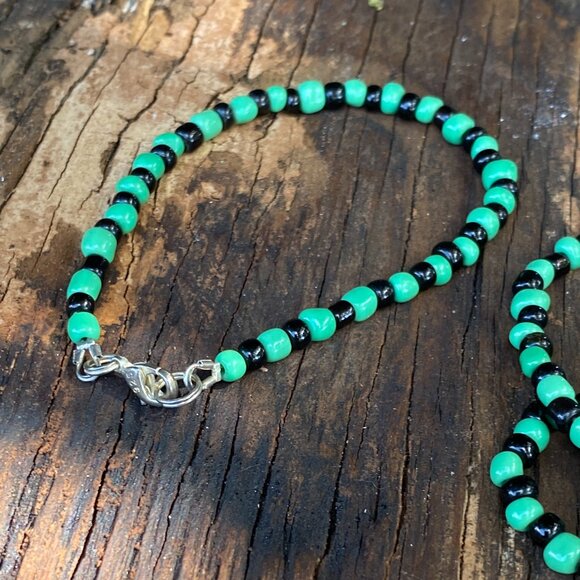 Oggun Orisha Necklace and Bracelet Eleke Santeria Yoruba Green /Black Oggun - Picture 2 of 2